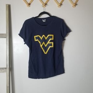 CREATIVE APAREL CONCEPTS WOMEN'S WV BLUE AND GOLD WITH SPARKLE LOOK TEE SIZE XL